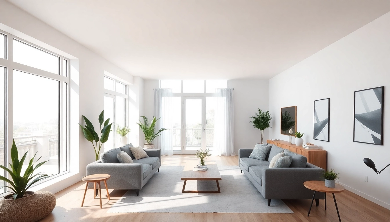 Enhance your entire interior design with a modern living room featuring natural light and minimalist decor.