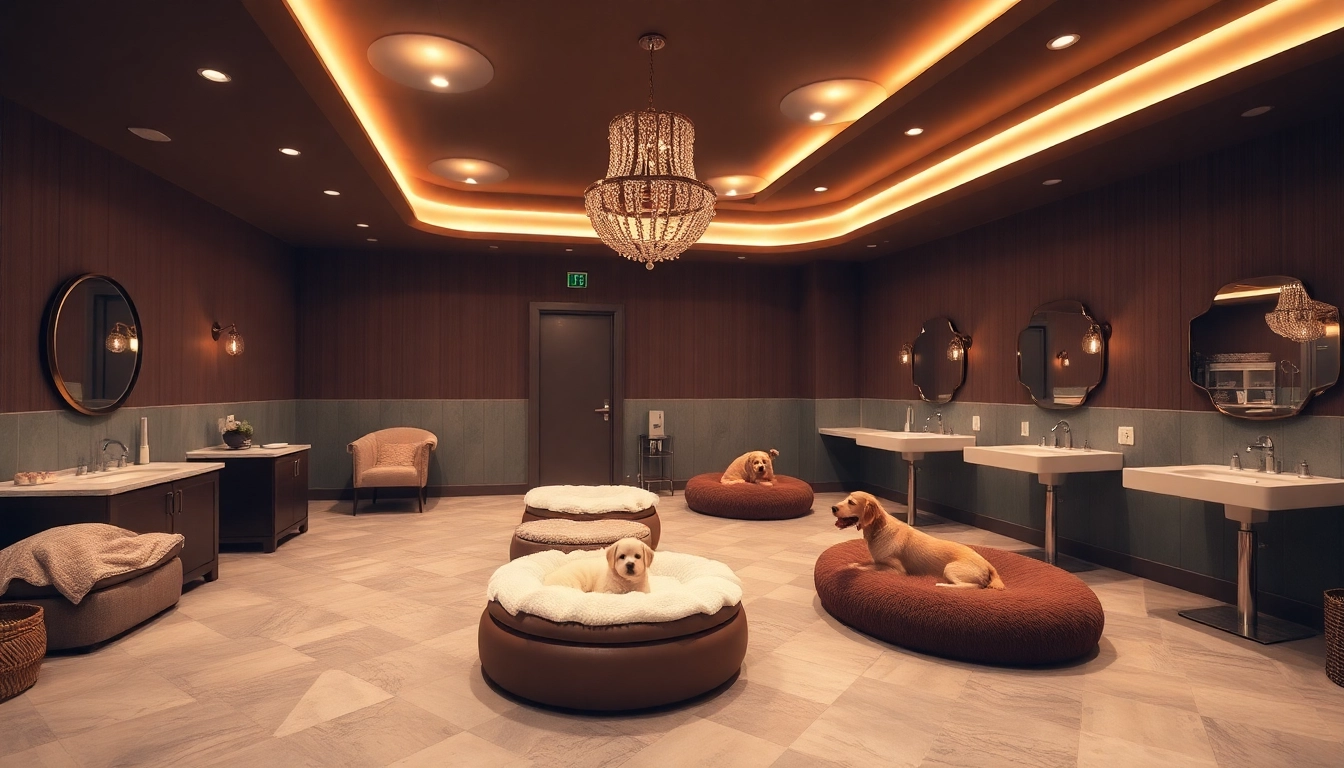 Pamper your pet in a luxurious spa setting with plush beds and grooming essentials