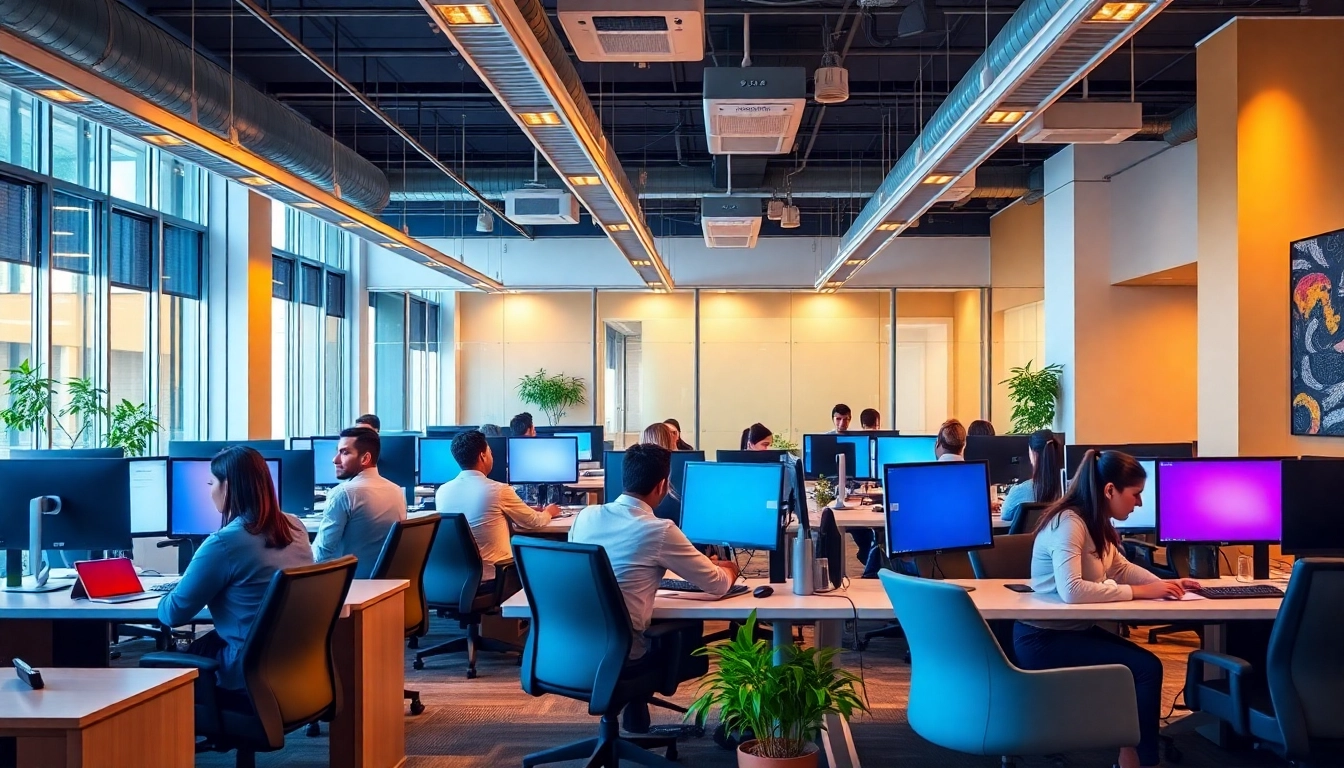 Engage with top-rated call centers in Tijuana, Mexico featuring diverse professionals in a modern workspace.