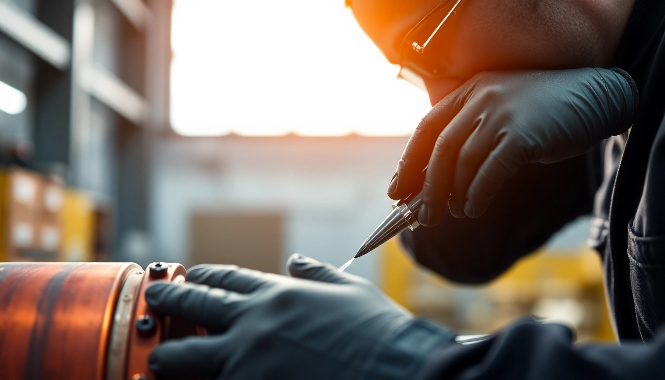 Technician applying ep coating to enhance metal part durability and corrosion resistance.