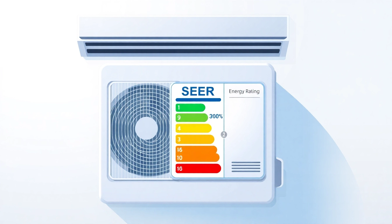 Understand what is a seer rating for ac by examining the highlighted label on this modern air conditioning unit.