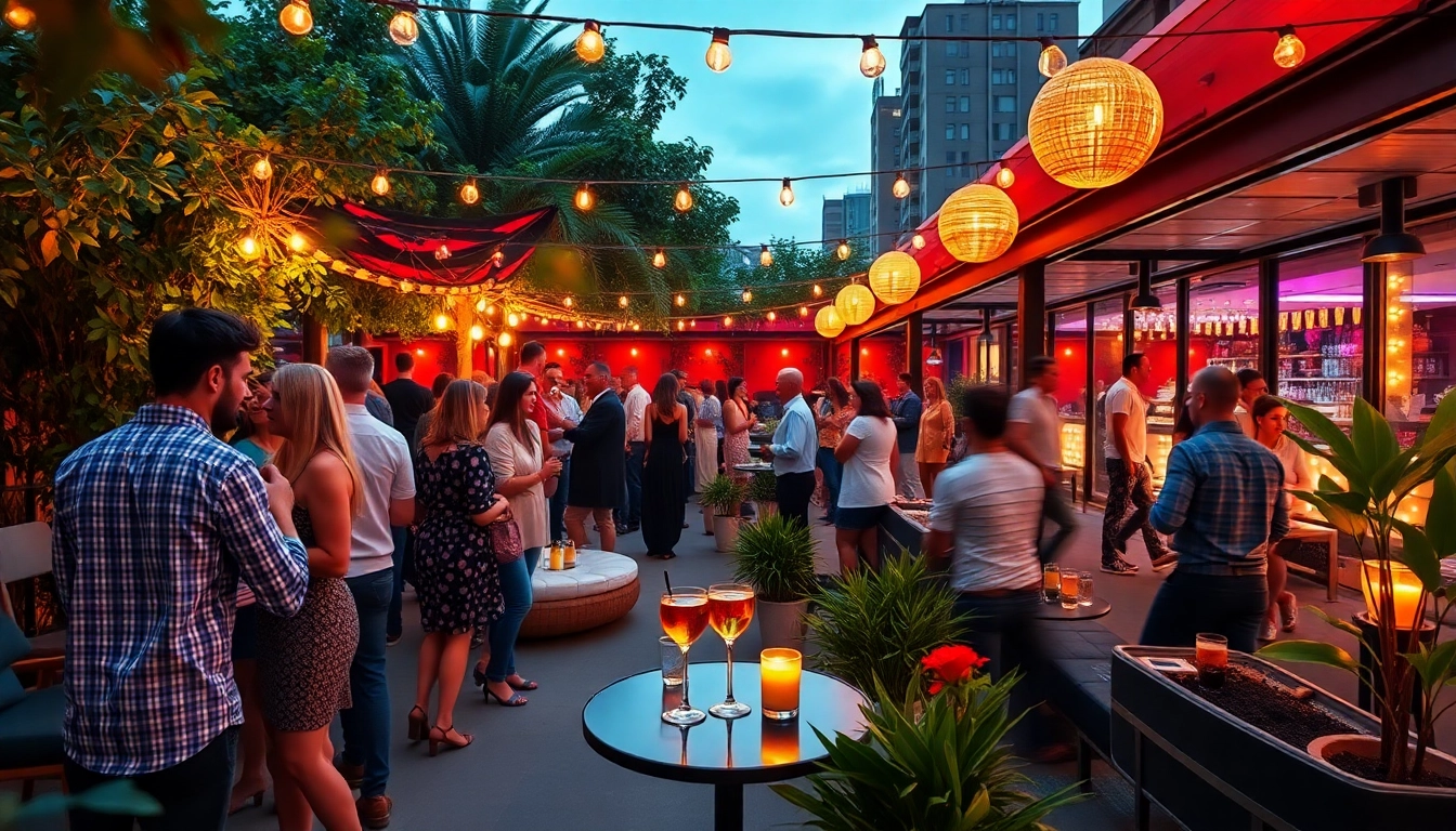 Guests enjoying Unique Berlin Events at a lively after-work party, surrounded by colorful decor and drinks.