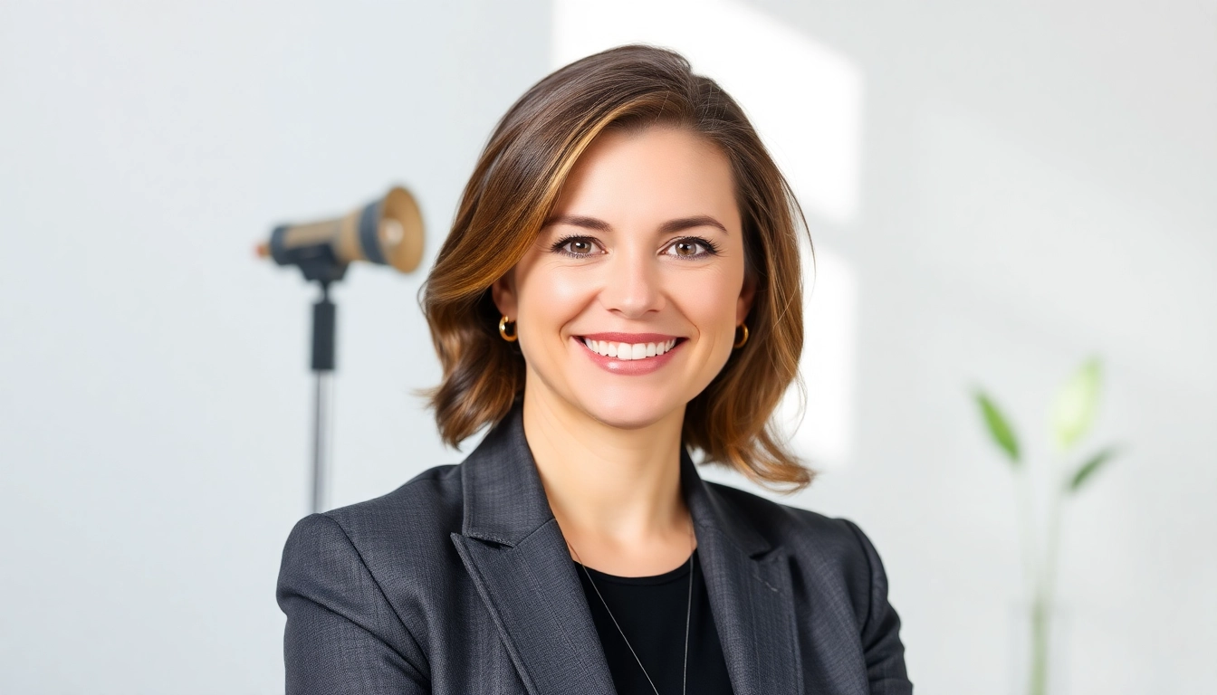 Capture company headshots of a confident professional in a well-lit studio setting.