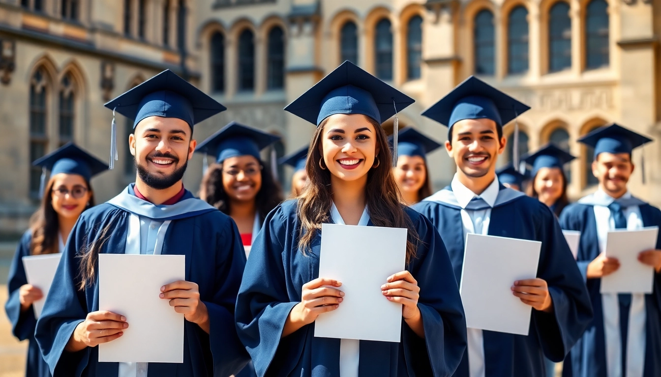 Graduates showcasing their original university degree UK in a joyful graduation ceremony.