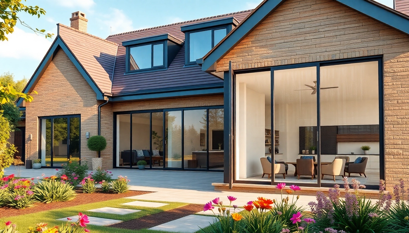 Stylish side extensions enhancing a modern house with vibrant garden details.