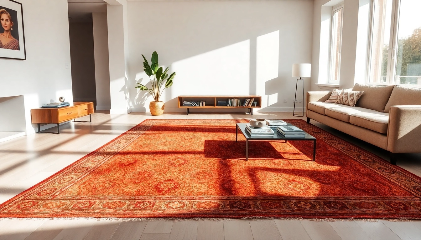 Showcase Zemmour Vintage rugs highlighting intricate designs and rich colors in a modern living room.