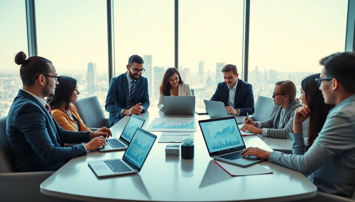 Analyze competitor pricing research in a professional business meeting environment with analysts utilizing digital devices.