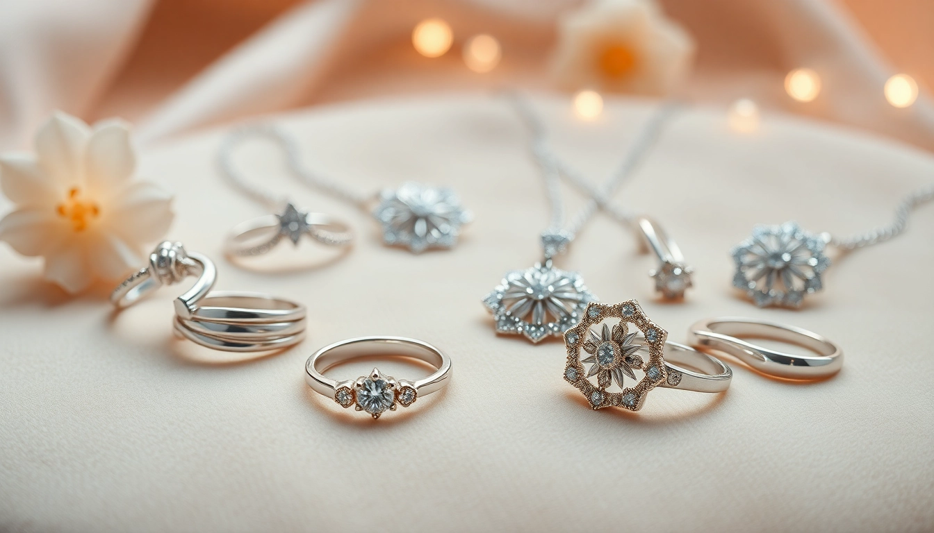 Showcasing exquisite silver jewelry pieces with intricate designs and polished finishes.