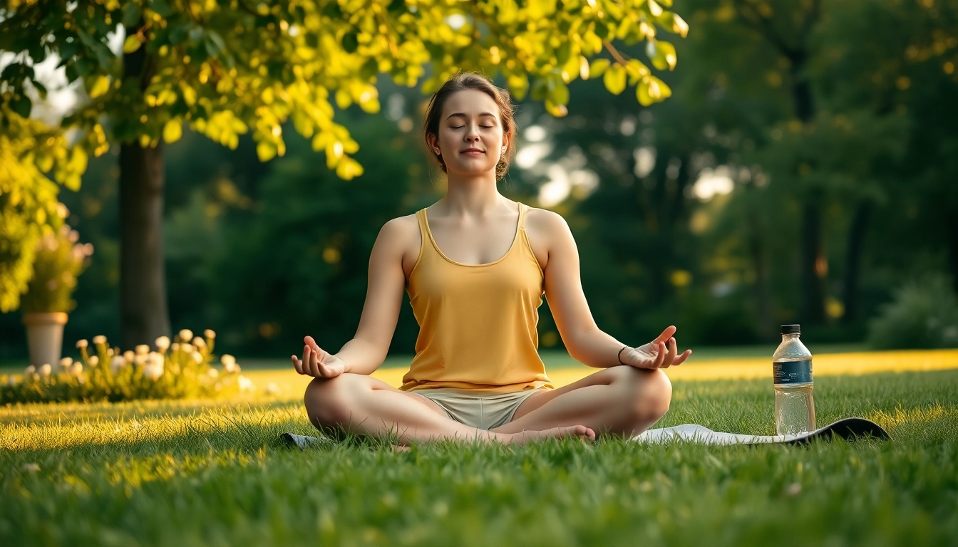 An individual dealing with anxiety meditating in a serene park to promote relaxation.
