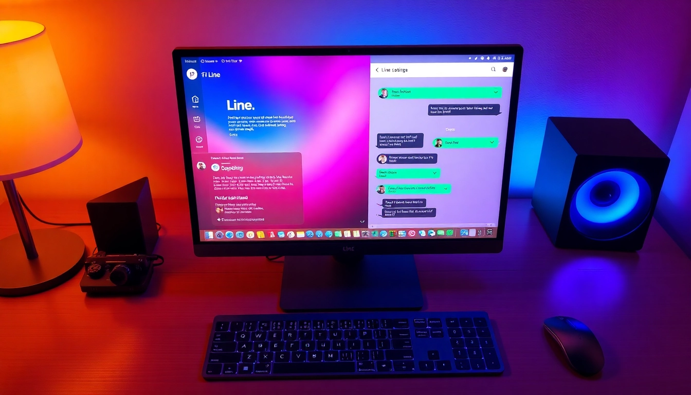 Download the line下載電腦版 app on your computer with a user-friendly interface showcasing vibrant chat windows.
