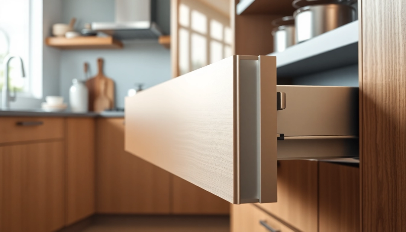 Improve your storage efficiency with a sleek metal drawer system designed for modern kitchens.
