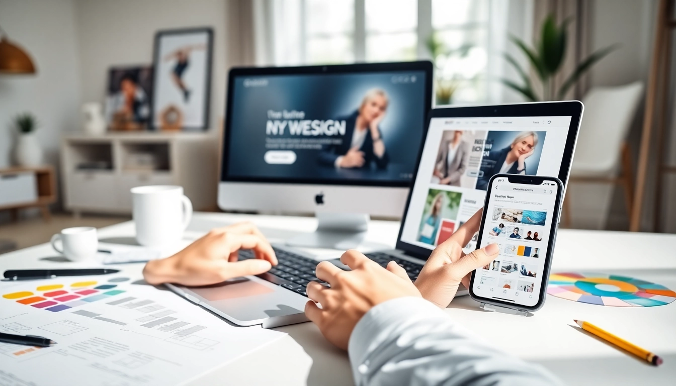 Creating engaging website design layouts with modern tools in a professional setup.