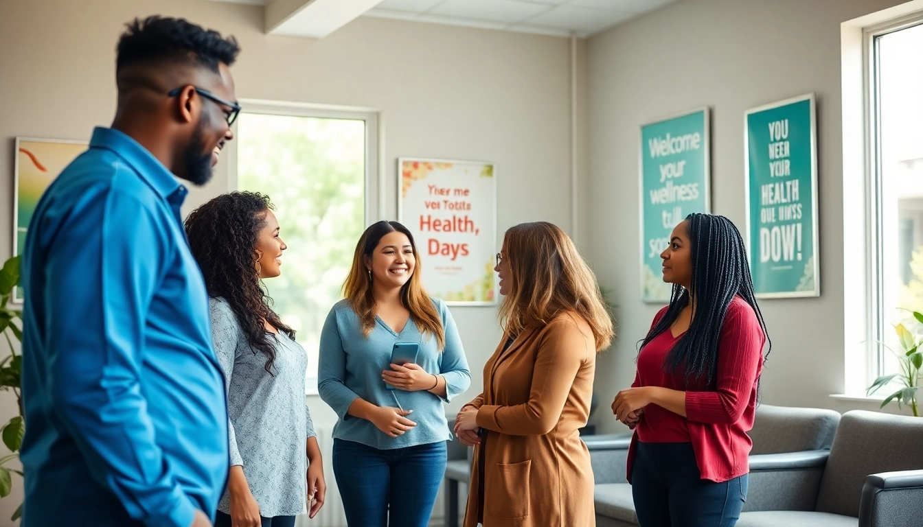 Clients consulting with a professional at a medical weight control center.