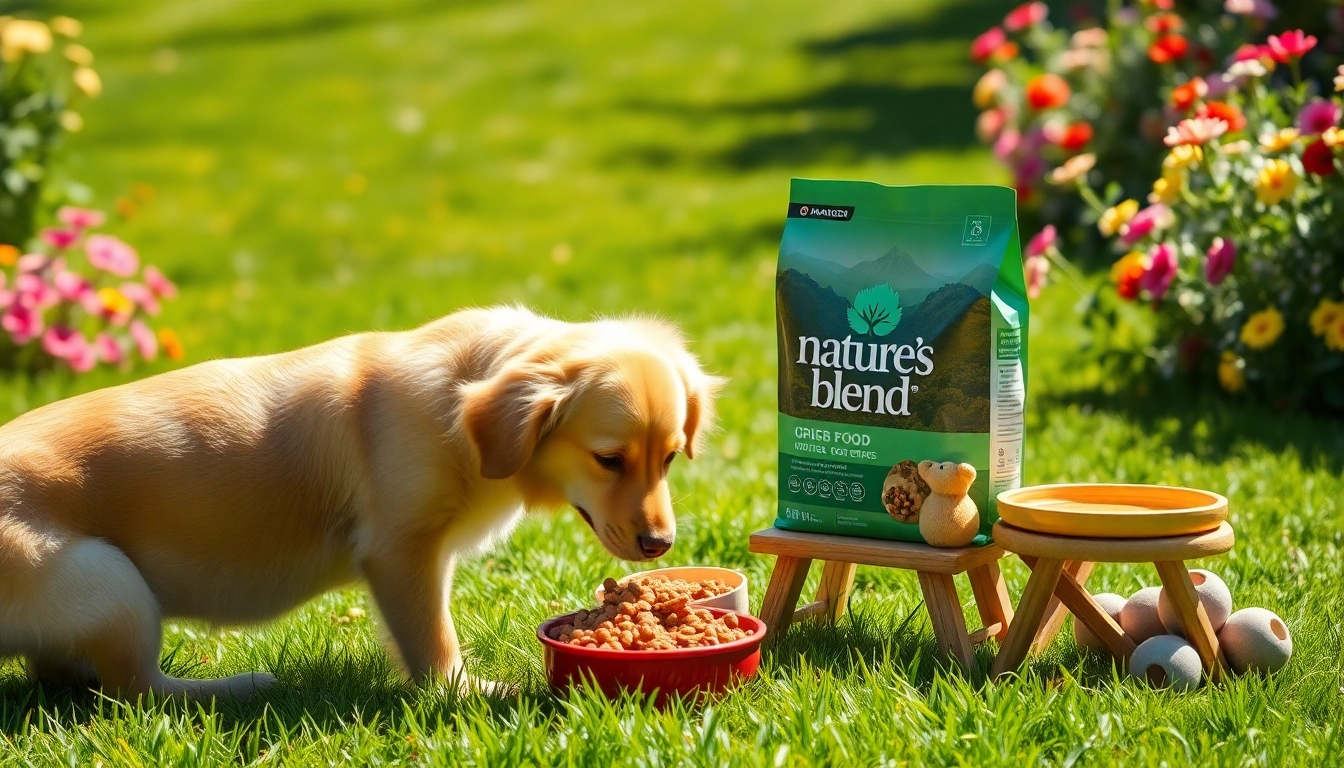 Happy dog enjoying nature's blend dog food canada in a sunny backyard
