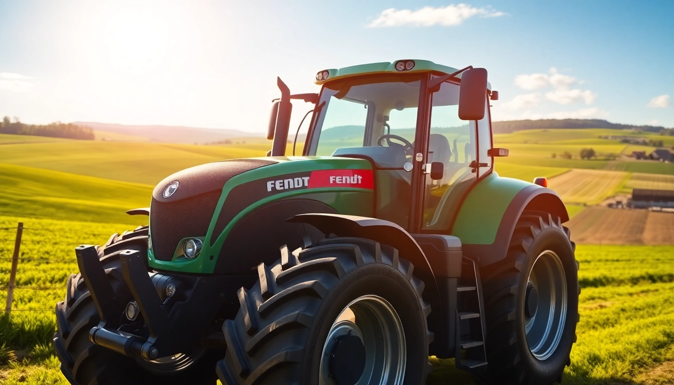 Fendt Traktor in der ländlichen Umgebung, die hohe Effizienz und moderne Technologie zeigt.