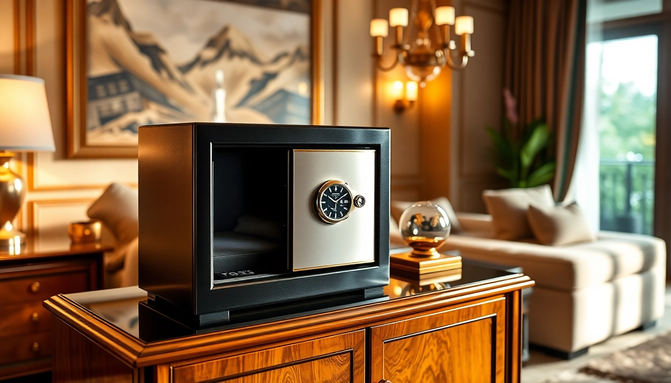 Showcase of a high-quality watch safe in an elegant setting, reflecting security and luxury.