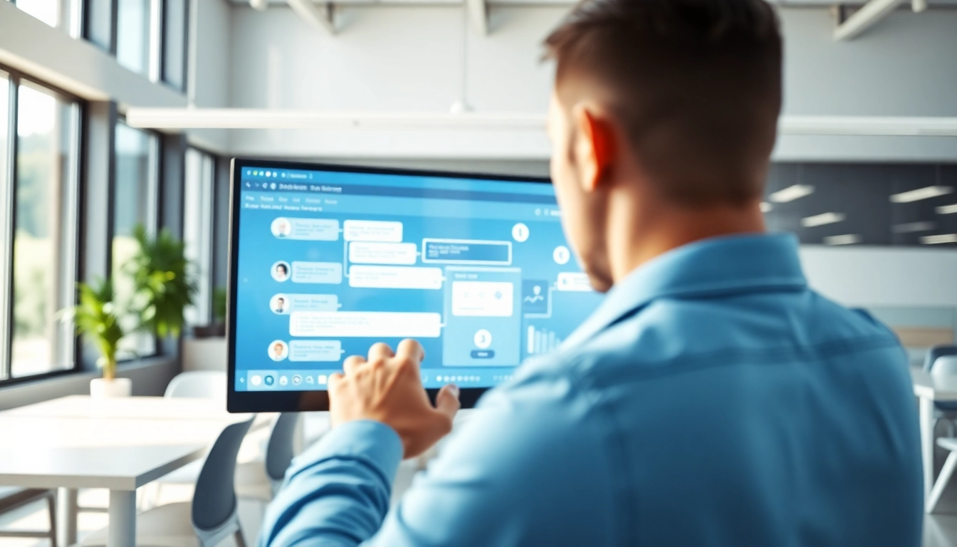 Engaging user with an AI bot for websites in a modern workspace, highlighting interactive technology.