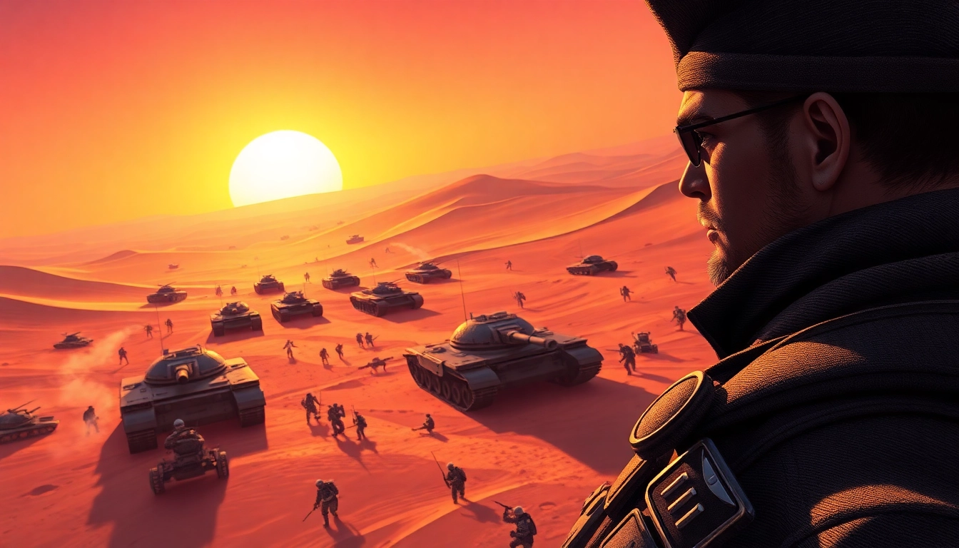 Dune 2 game action scene with futuristic tanks and intense battle atmosphere.