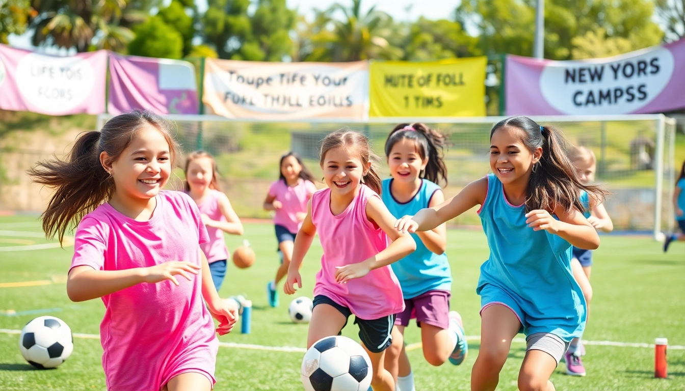 Girls participating in Multi Sports Camps for Girls, showcasing teamwork and athleticism.