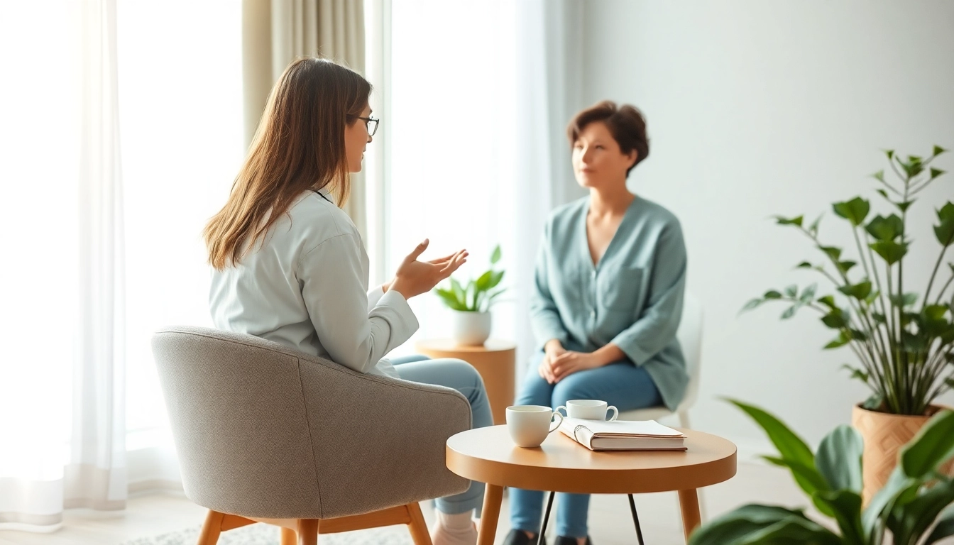 Guide on healing trauma with a serene therapy setting and natural light.