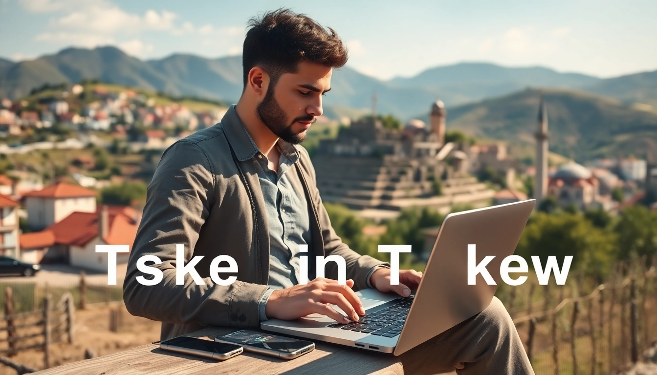 Arbeiten mit esim türkei in einer malerischen Landschaft mit traditioneller Architektur.