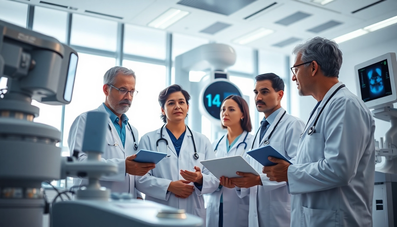 Medical Parker team discussing advanced healthcare technology in a modern clinical setting.