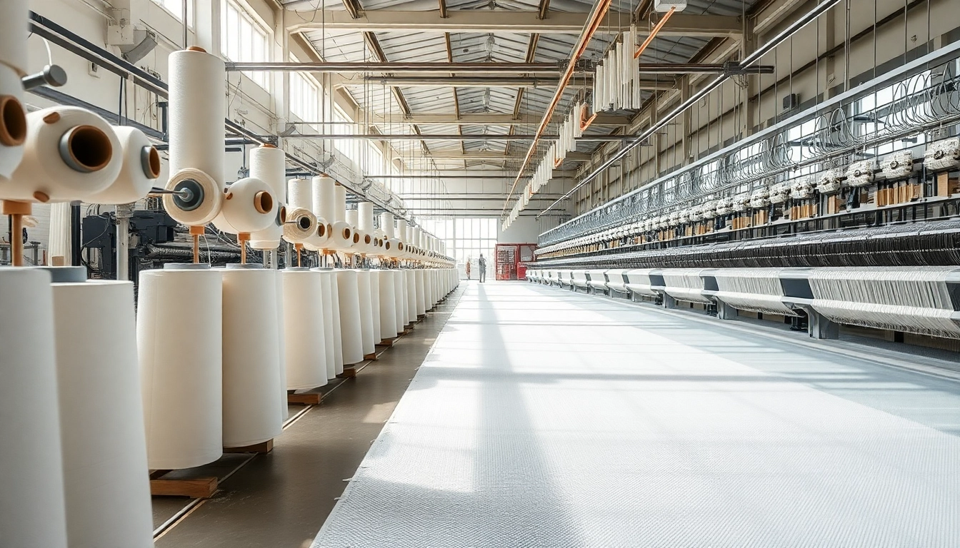 Katoen productie in een moderne textielfabriek met kleurrijke draden en ambachtslieden.