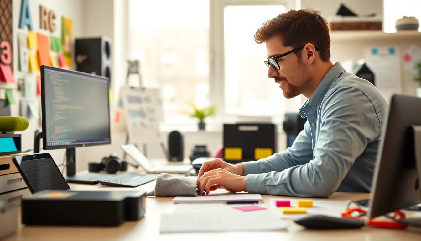 Engaging scene of PHP for WordPress development, highlighting a focused developer at work.
