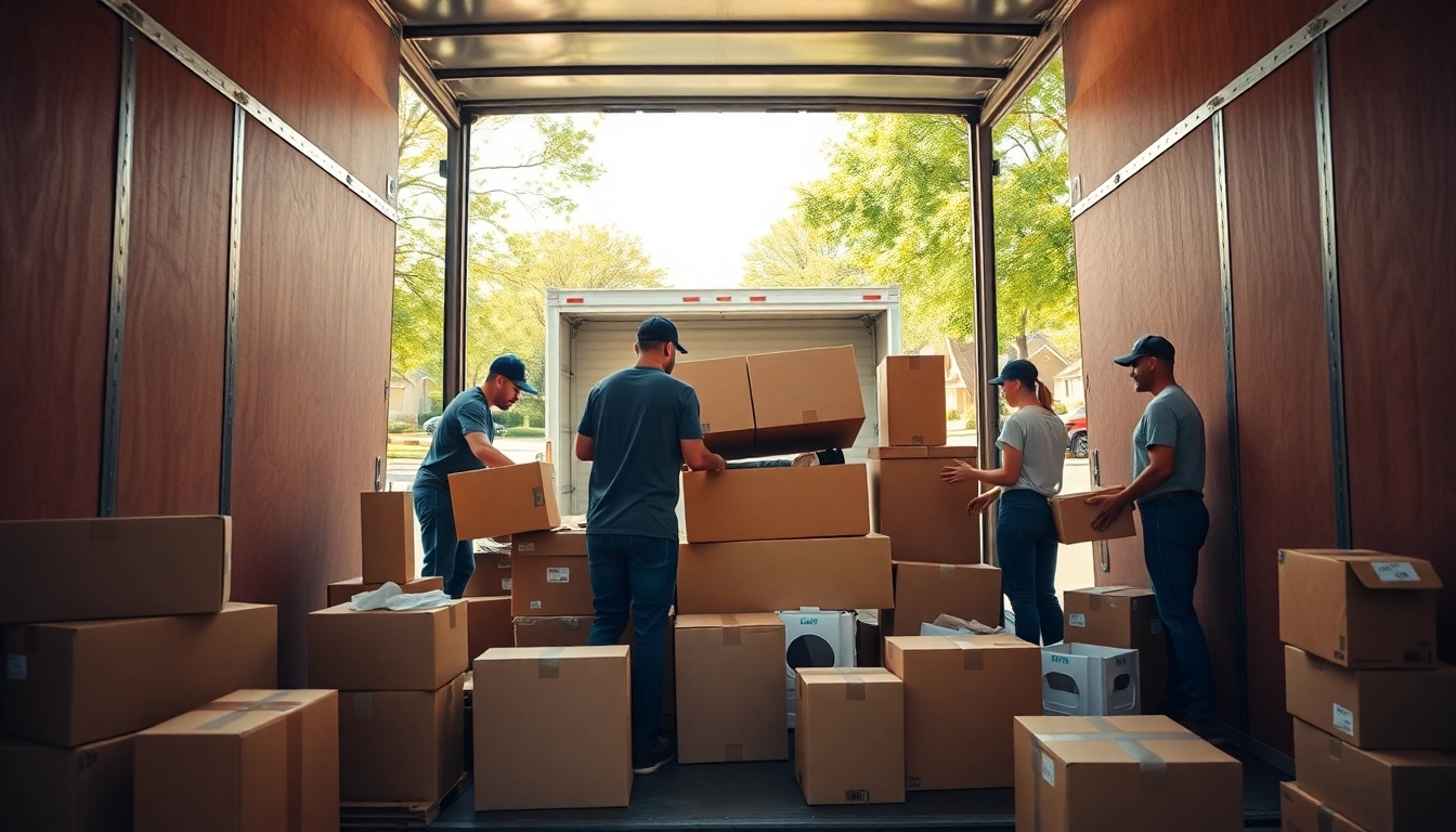 Toronto moving companies efficiently pack and load furniture into a moving truck in a residential area.