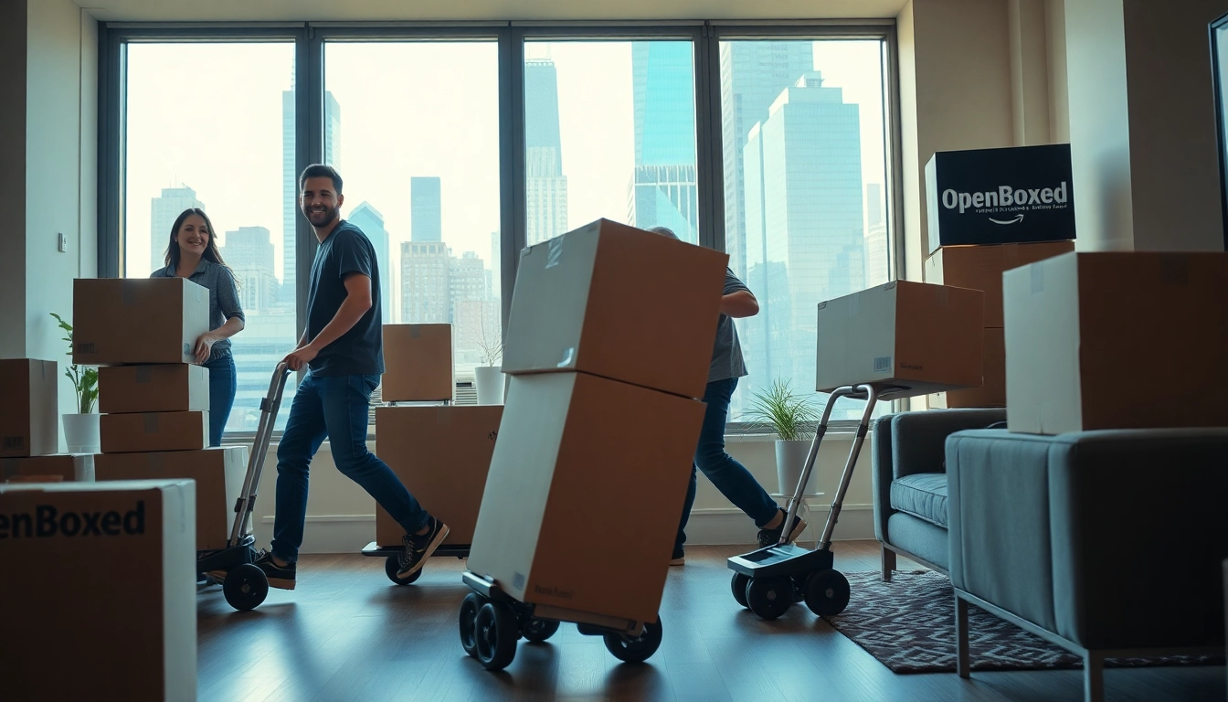 Manhattan moving company professionals efficiently packing boxes during a relocation.