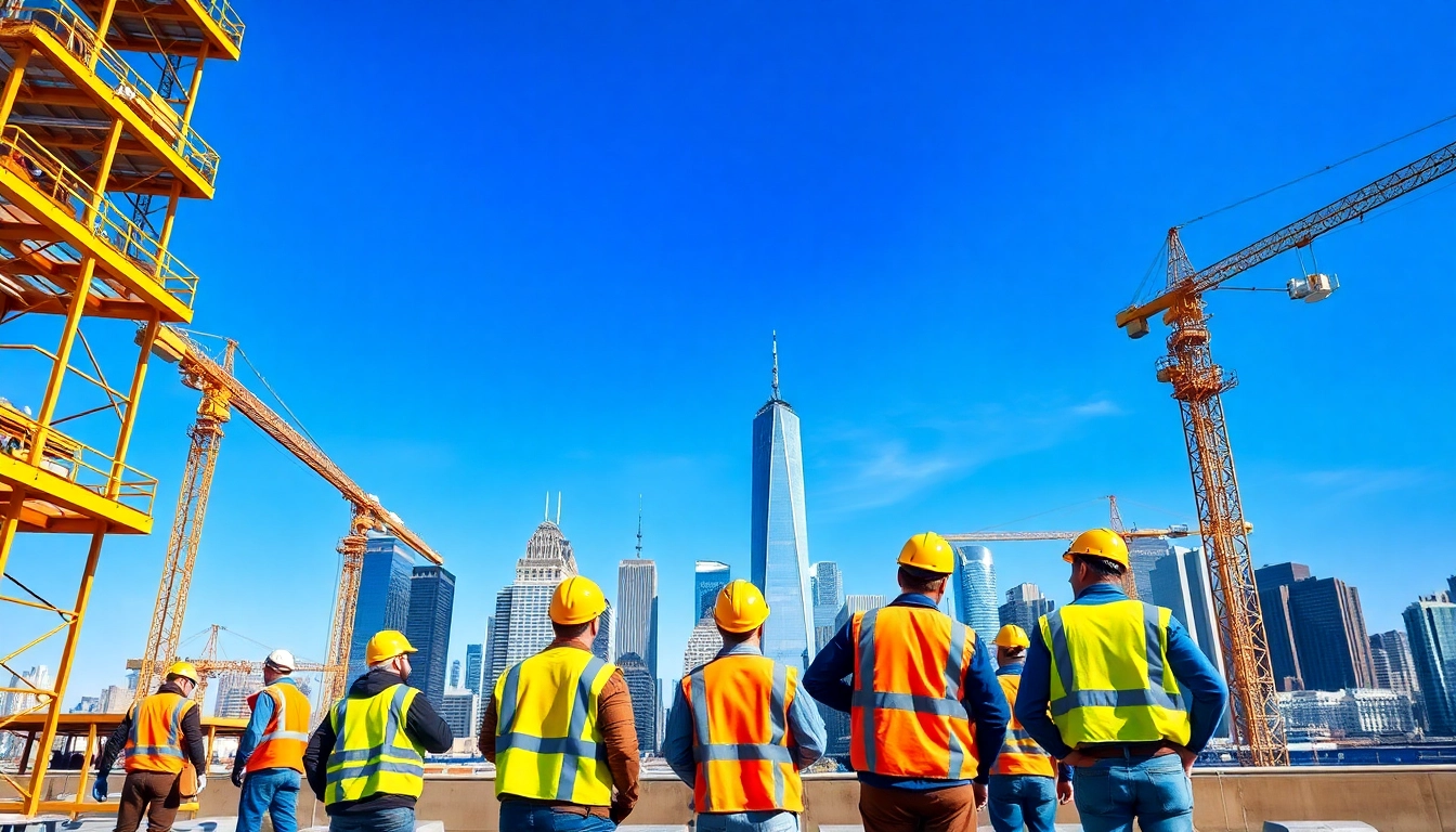 New York City General Contractor overseeing a construction project in a bustling urban landscape.